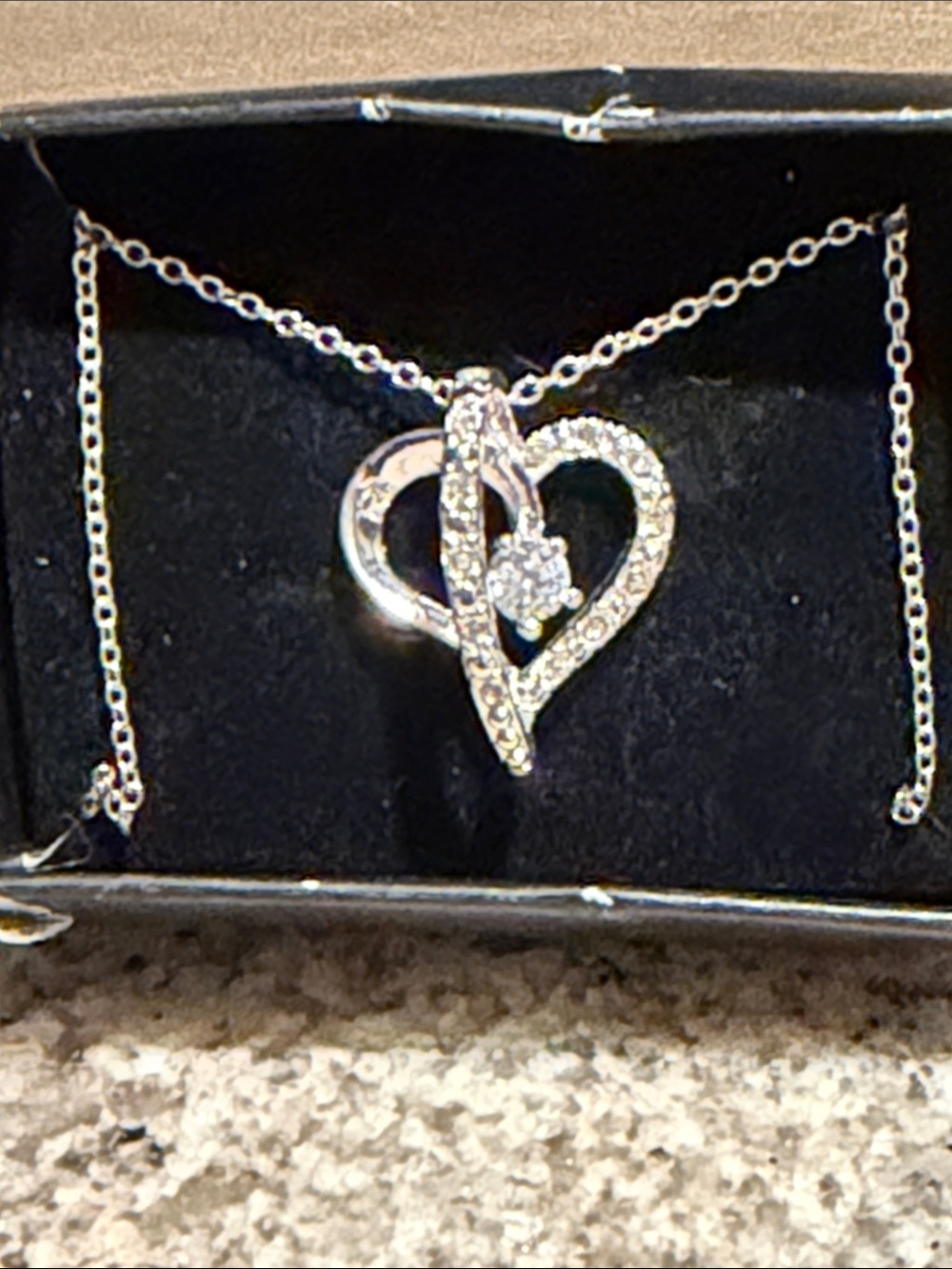 Sterling Heart Pendant Necklace with CZ Accents - Silver
